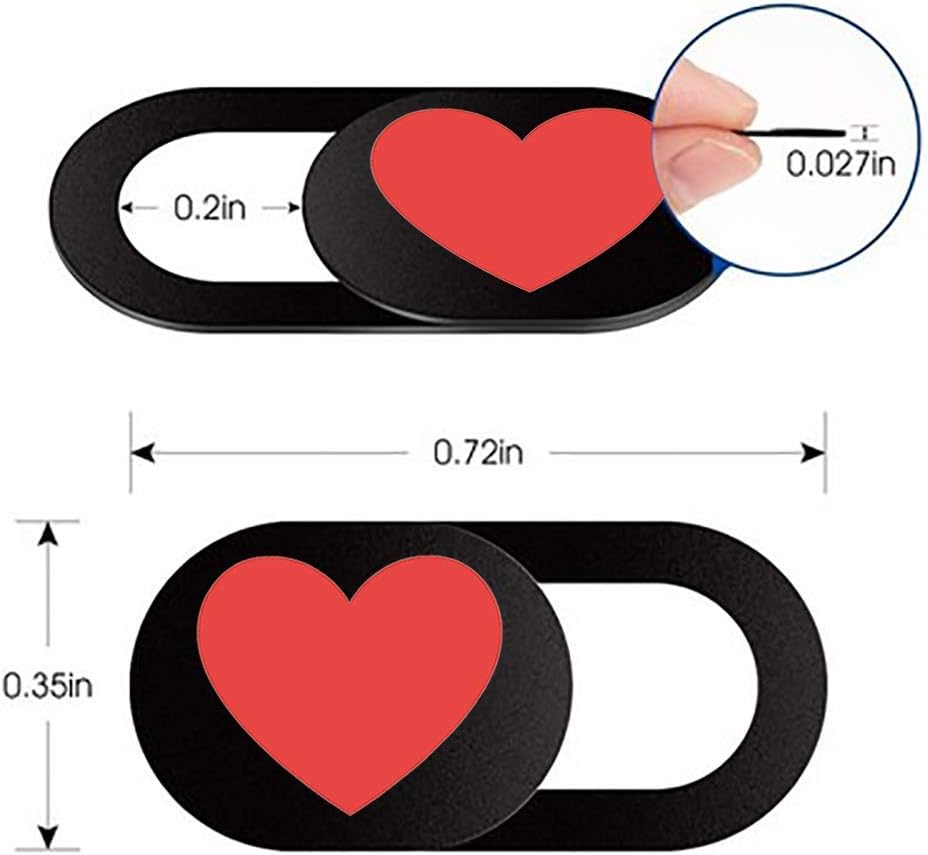 Webcam Cover 3 Pack Ultra Thin Slide Laptop Camera Cover for Echo Show, Computer, Tablet, Chromebook, PC - Peach Heart Black