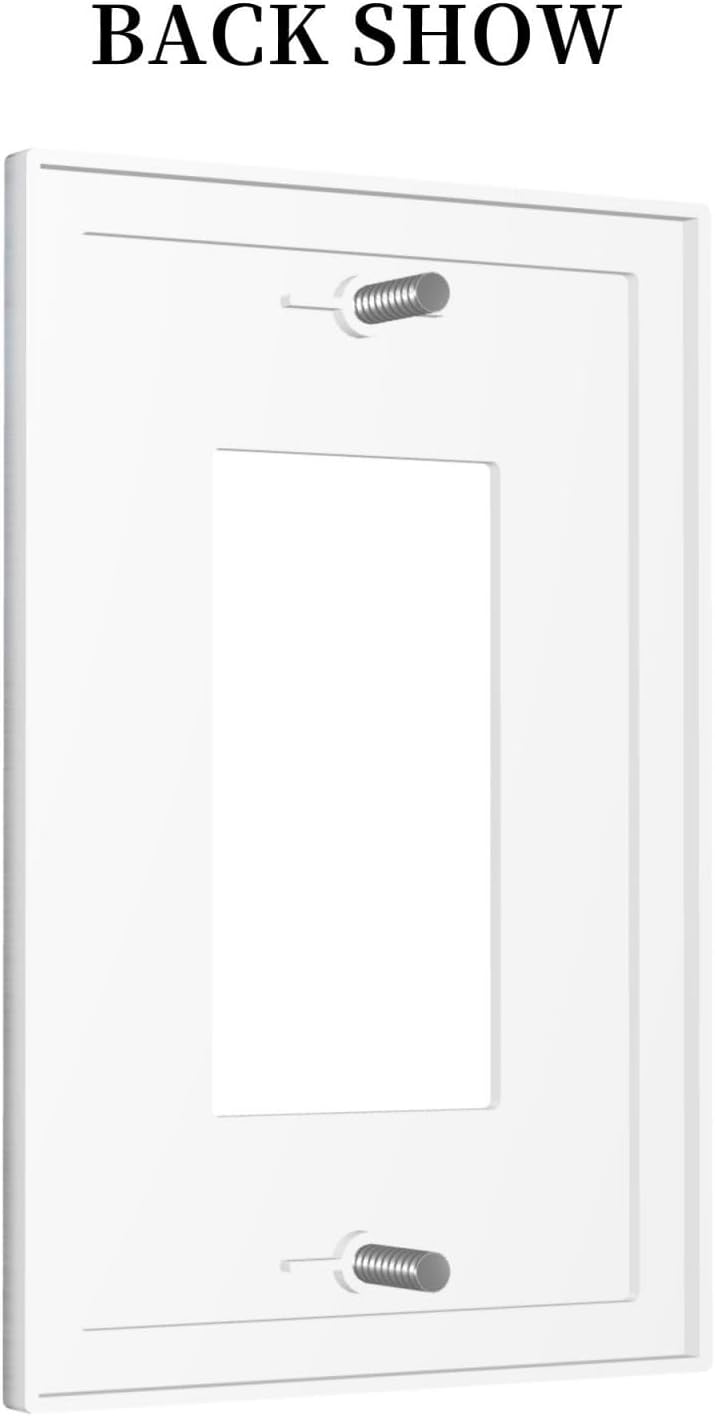 Rustic White Grey Wood Grain Decorative Outlet Covers 1 Gang Single Rocker Light Switch Cover Plate Wall Plates GFCI Faceplate for Bedroom Bathroom Decor