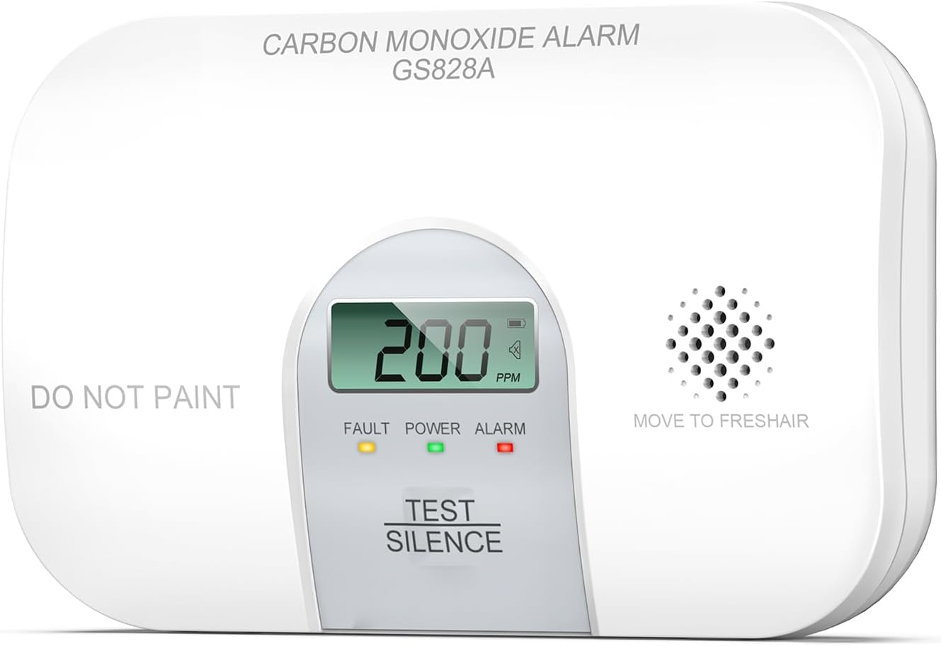 Siterwell Carbon Monoxide Detectors, 10 Year Product Life CO Detector with LCD Digital Display and Sound Warning, ETL Listed, Carbon Monoxide Detectors Battery Operated for Home School Office, 1-Pack