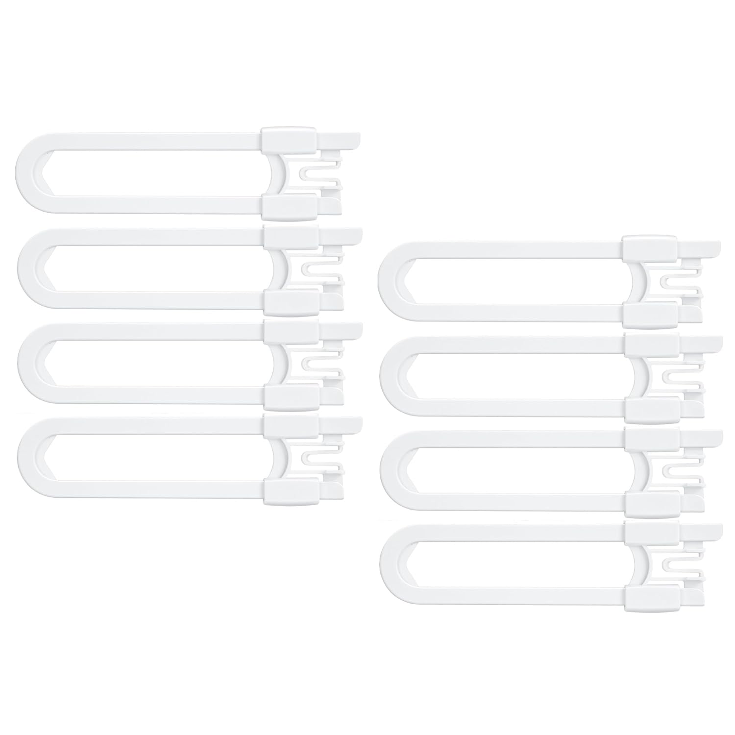 Vmaisi 8 Pack Baby Sliding Cabinet Locks - Adjustable U Shaped Child Safety Locks,Childproof Latches for Kitchen Bathroom Storage Cupboards Doors, Handles and Knobs White