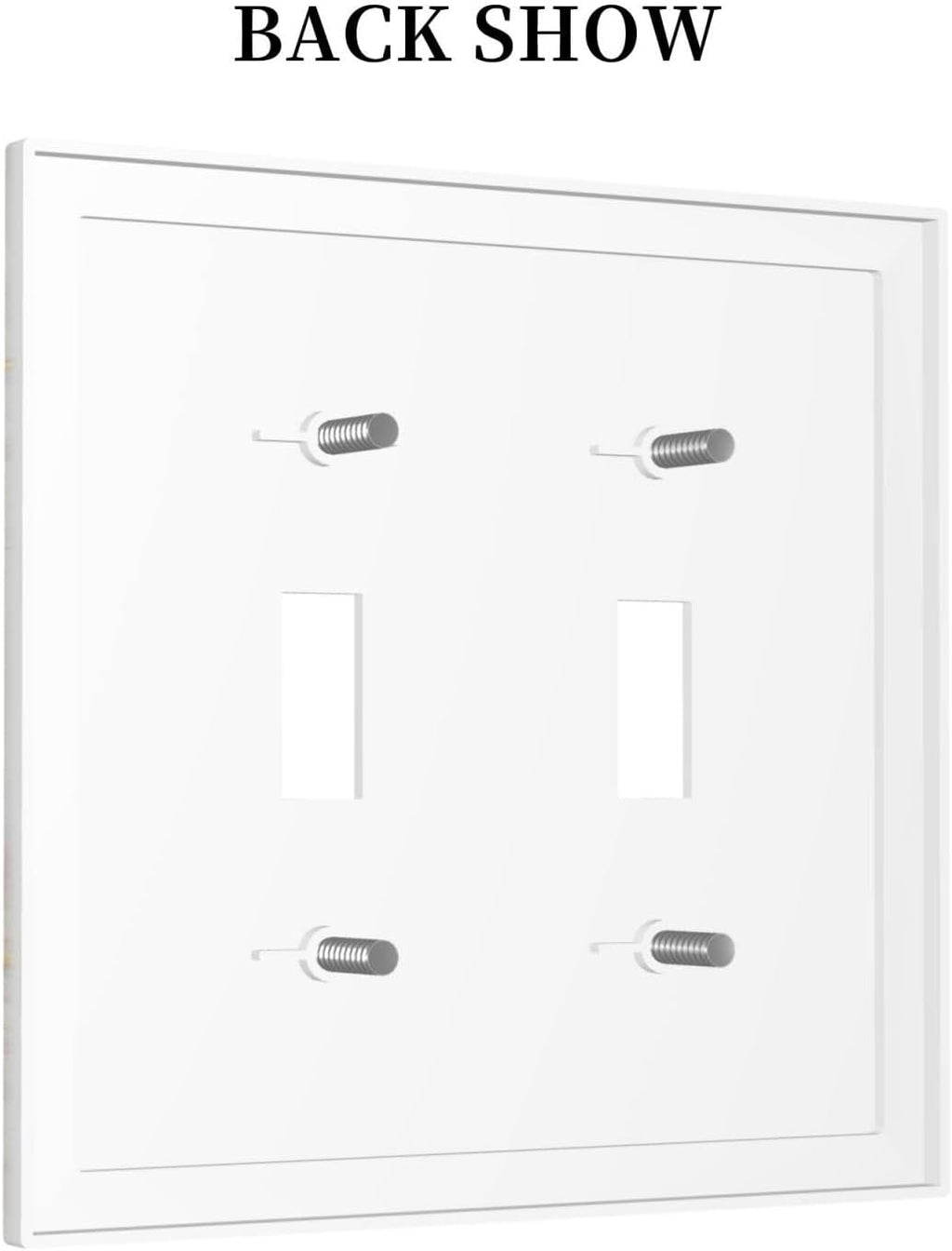 White Grey Gold Marble Simple Tiles Decorative Switch Plates 2 Gang Double Toggle Outlet Light Switch Cover Wall Plate Electrical Faceplate for Bathroom Kitchen Decor