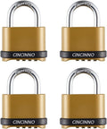 Heavy Duty Weatherproof Combination Lock, 4-Pack Outdoor Combo Lock,Resettable Combination Padlock for Gate,Shed,Storage Unit