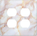 Outlet Covers Pink Jade Marble Granite 2 Gang Double Duplex Decorative Light Switch Covers Electrical Wallplates Socket Faceplate For Bathroom Kitchen Decor
