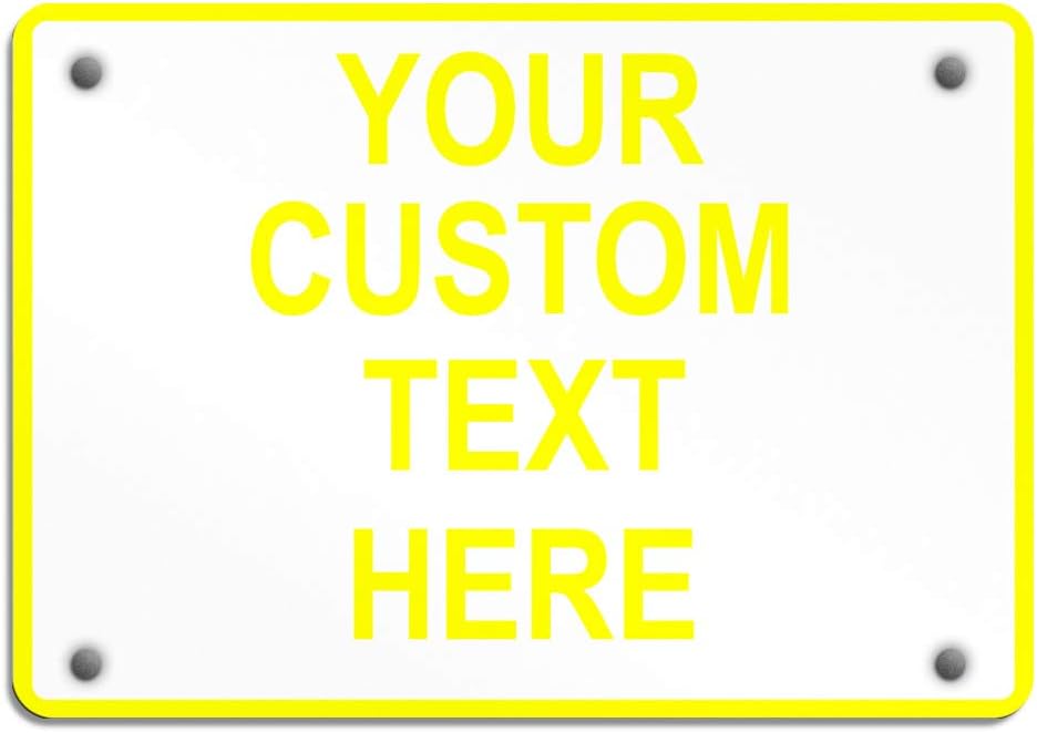 Aluminum Weatherproof Metal Sign Multiple Sizes Custom Personalized Text Here White Yellow Caution Horizontal Street Signs 14x10Inches