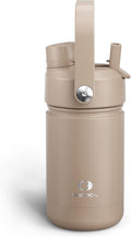 Kids Insualated Water Bottle with Straw - 12oz Stainless Steel Water Bottle with Dual Spouts, Leak-Proof, BPA-Free, Double Wall Vacuum Keeps Cold for 24 Hours for Sports, Travel, School (Raw Umber)