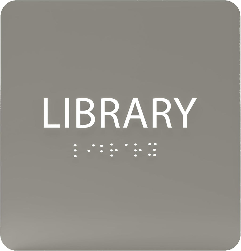 6" X6" Library Sign - ADA Compliant Tactile Graphics Grade 2 Braille Text Acrylic Wall Sign - Quiet zone, Information Convey, Group Study Room Door Signs for Office, School, Home