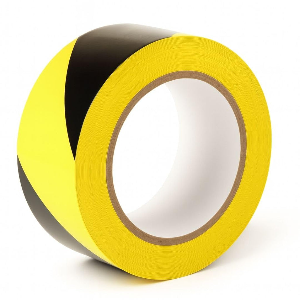 GTSE 2 inch x 108 ft Black& Yellow Striped PVC Vinyl Floor Tape, Safety Marking Tape, 6 mil Thick, Suitable for Dance Floors, Gyms, Warehouses, Sports Facilities, Hazards