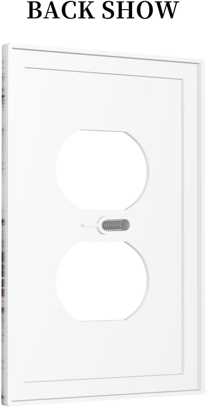 Outlet Covers White Marble Pattern Black Lines Pink Lines 1 Gang Duplex Wall Plate Decorative Switch Plates Electrical Receptacle Faceplate Light Switch Cover for living Room Office Decor