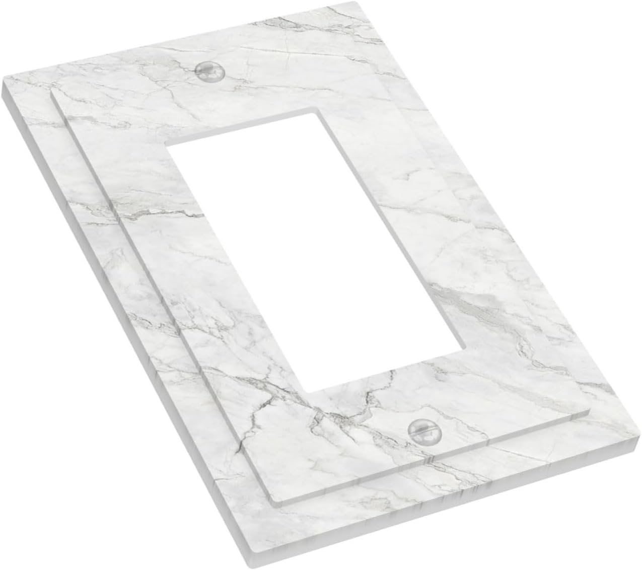 Decorative Outlet Covers Marble Granite White And Grey 1 Gang Single Rocker Light Switch Cover Plate Wall Plates GFCI Faceplate for Home Bedroom Decor