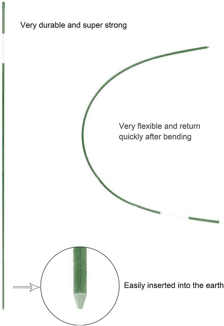 Fibermarker 20 Pack 48 Inch Reflective Driveway Markers Driveway Poles for Easy Visibility at Night, 5/16 Inch Diameter Dark Green