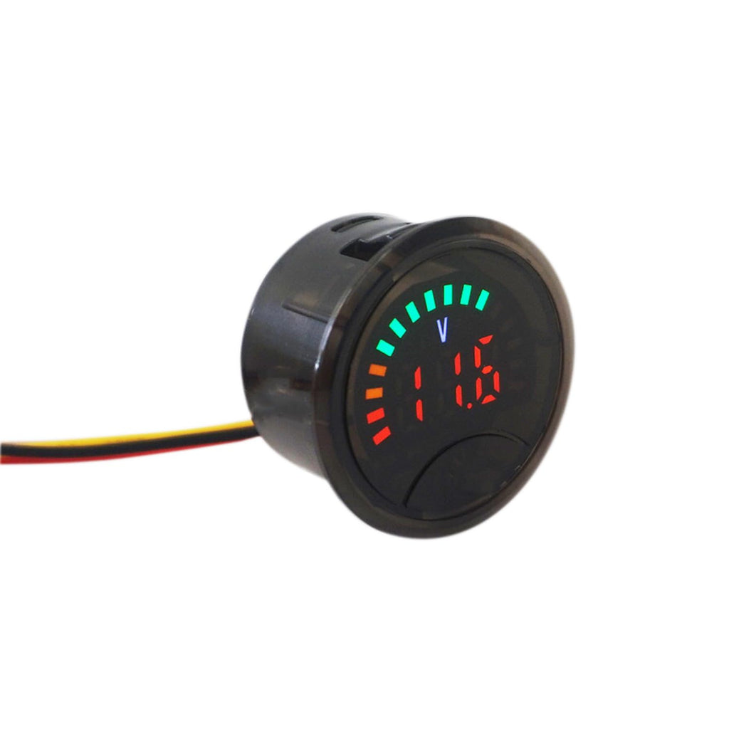 Battery Meter with LED Display, DC 7-100V Voltage Capacity Tester, 12V Digital Round Battery Monitor for Car, Golf Cart, RV, Truck, Boat, Motorcycle, Small Size