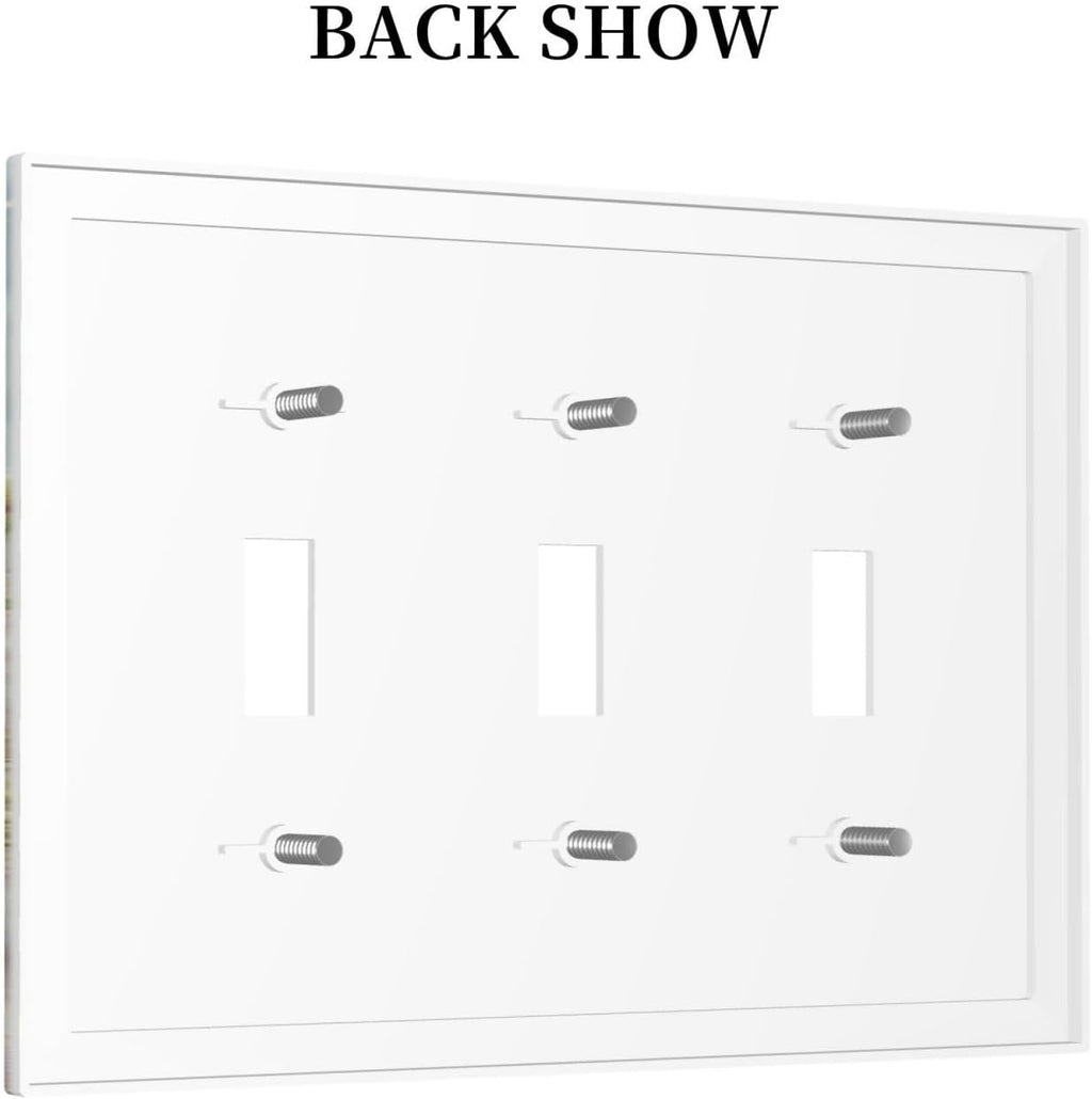 Decorative Switch Plates Beach Ocean Lighthouse Seashells 3 Gang Wall Plate Triple Toggle Light Switch Cover Faceplate Electrical Wall Panels For Bed Room Living Room Decor