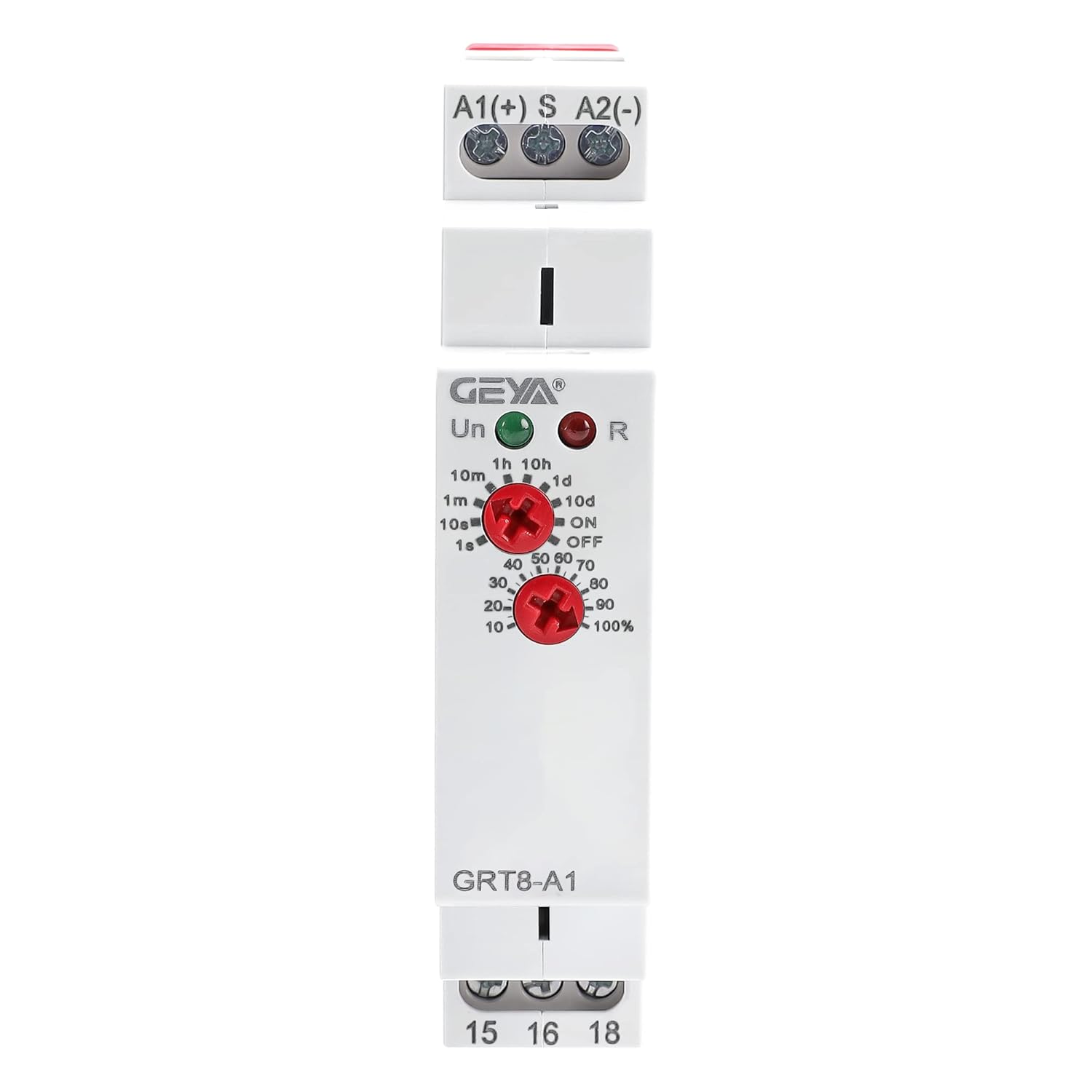 GEYA Delay On Single Function Time Relay 1 Output 16A Electronic Adjustable Power ON Timer Delay Relay Rail Modular(GRT8-A1,AC/DC12V-240V)