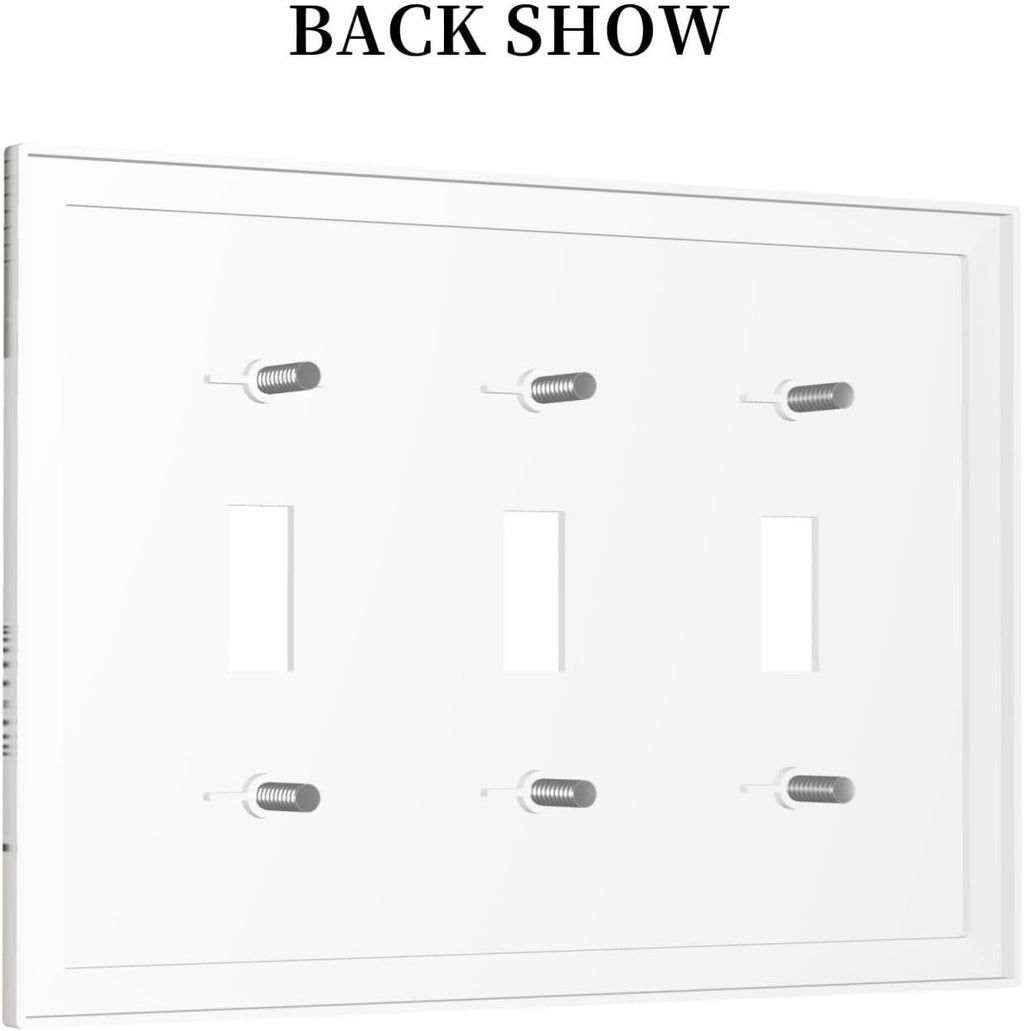 Decorative Switch Plates Sage Green Boho Nature Art Minimalist Geometric Plant 3 Gang Wall Plate Triple Toggle Light Switch Cover Faceplate Electrical Wall Panels for Bedroom living Room