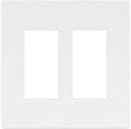 LIDER Matte Finish Double Decorator Switch Cover, Screwless Wall Plate, Mid-Size 2-Gang 4.88" x 4.92", Polycarbonate Thermoplastic, UL Listed, LSWP-32M-W, White