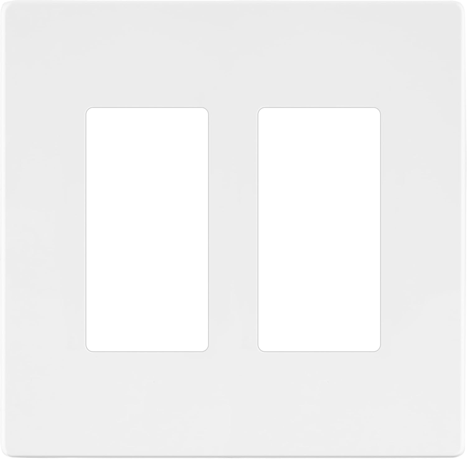 LIDER Matte Finish Double Decorator Switch Cover, Screwless Wall Plate, Mid-Size 2-Gang 4.88" x 4.92", Polycarbonate Thermoplastic, UL Listed, LSWP-32M-W, White