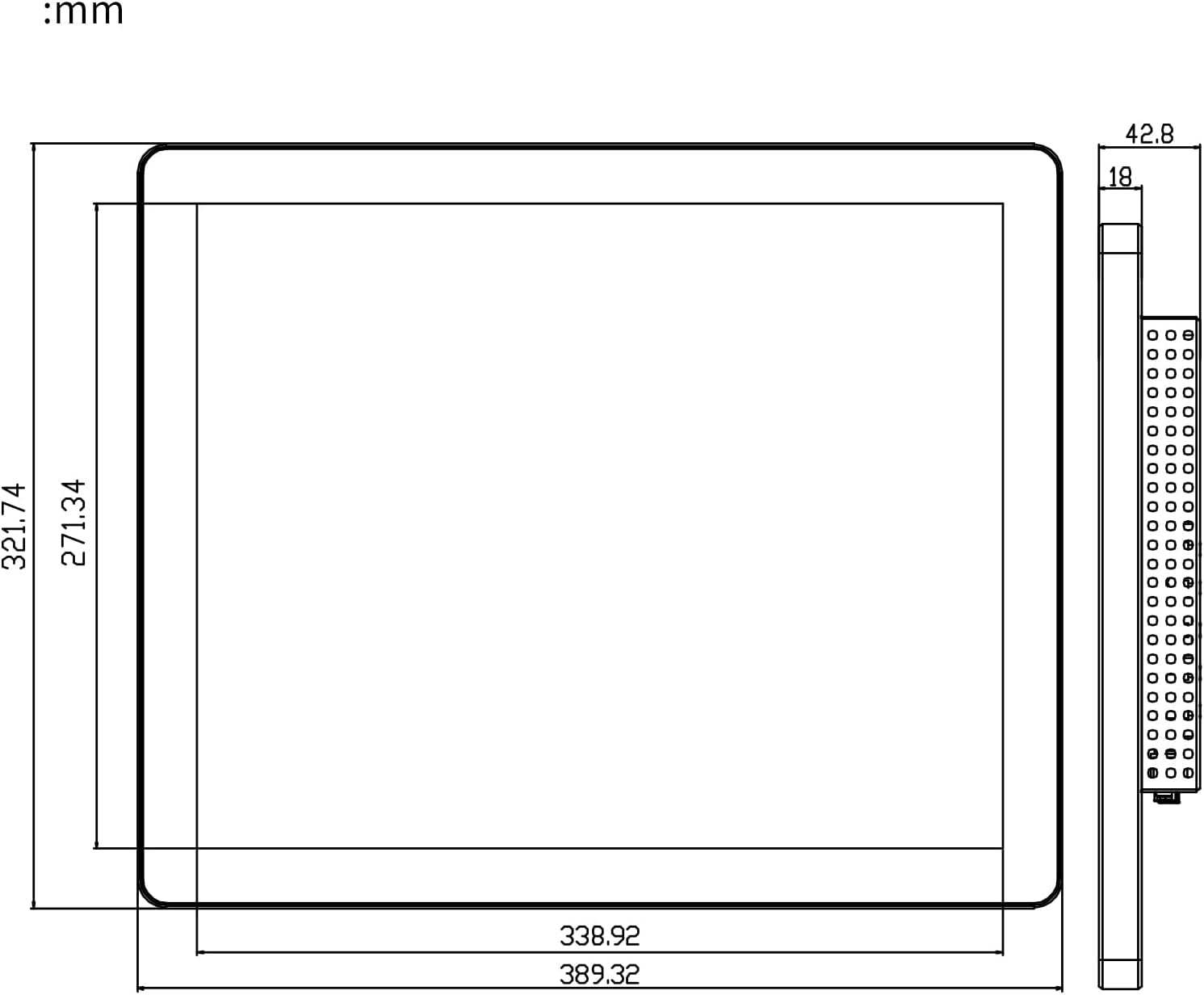 GreenTouch 17 Inch Industrial Open Frame PCAP Multi-Touch Touch Screen Monitor - 1280 * 1024 @60HZ - HDMI/VGA/DVI Input