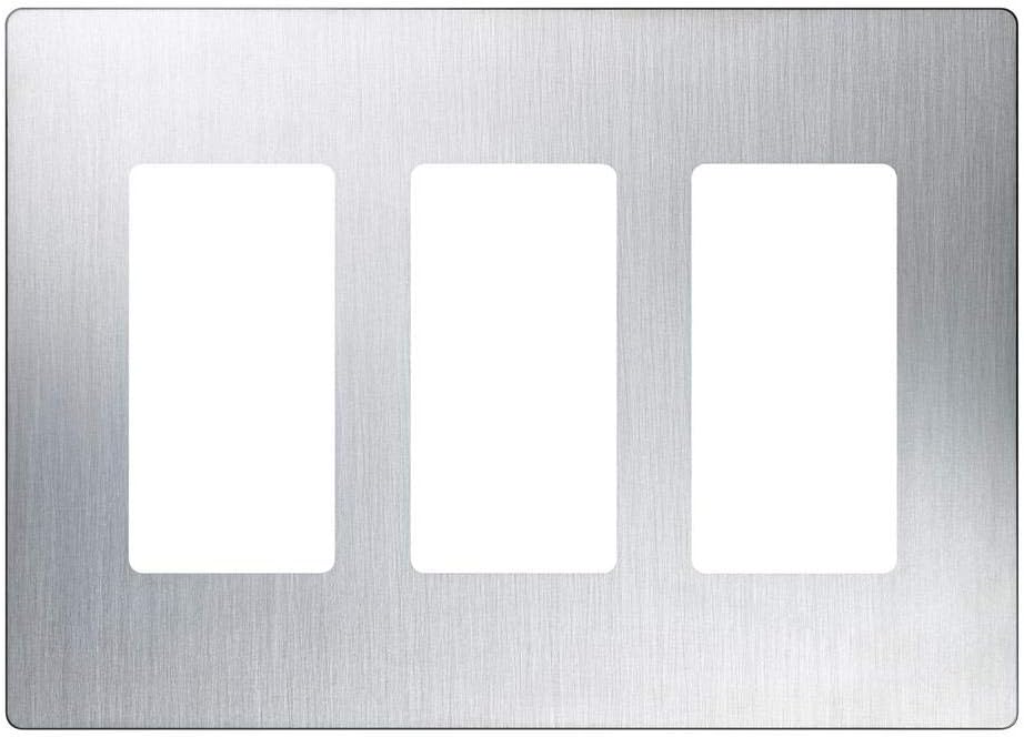 Lutron Claro Light Switch Cover Plate, 3 Gang Wallplate, for Decorator Light Switches, Rocker Light Switch Cover, Outlet Cover, Screwless Switch Plate Cover, Gloss, CW-3-SS, Stainless Steel