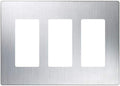 Lutron Claro Light Switch Cover Plate, 3 Gang Wallplate, for Decorator Light Switches, Rocker Light Switch Cover, Outlet Cover, Screwless Switch Plate Cover, Gloss, CW-3-SS, Stainless Steel