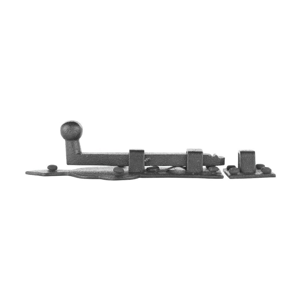 Renovators Supply Manufacturing Slide Bolt Latch 3 3/4 in. Black Wrought Iron Ball Tip Style Slide Bolt with Mounting Hardware Pack of 2