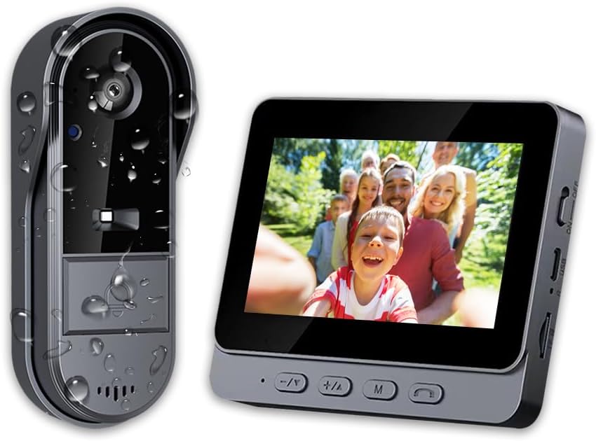 Doorbell Camera Wireless with Monitor for Apartment, Timbre con Camara 1080P No Subscription/App/WiFi Needed,Waterproof Door Bell Video Intercom 2-Way Talk, 170° View Angle Timbre con Camara