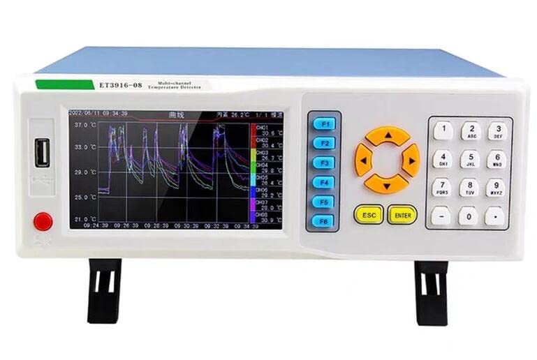 East Tester 8 Channels Temperature Recorder Temperature Data Logger 5 inches LCD Display Screen for Digital Show,ET3916-8
