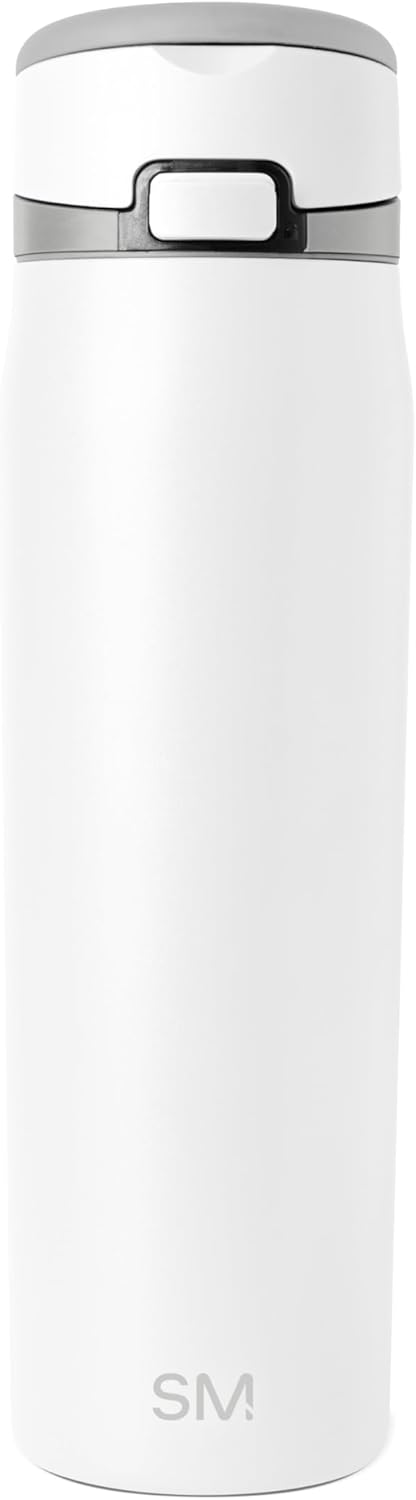 Simple Modern Mesa Loop Water Bottle with Covered Straw and Handle | 24oz Cup Holder Friendly Insulated Stainless Steel Bottles for Travel, Sports and School | Winter White