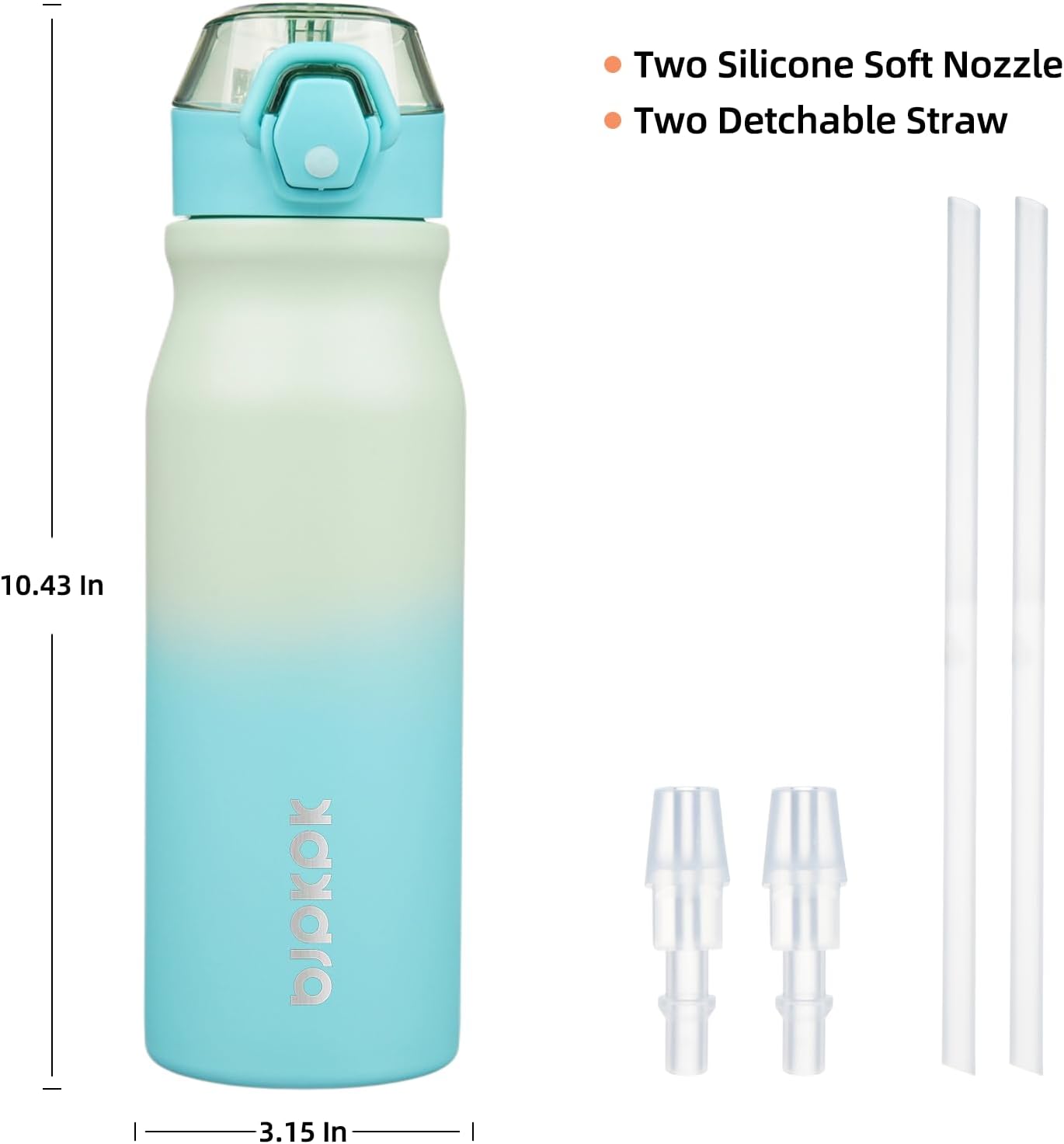 BJPKPK Stainless Steel Insulated Water Bottle with Straw Lid 25oz Reusable Metal Thermal Flask Bottles Keep Cold and Hot,Mint