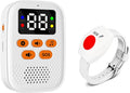 Wireless Caregiver Call Button Alarm, Portable Caregiver Pager for Seniors Patients 1 Bracelet Button & 1 Digital Display Receiver
