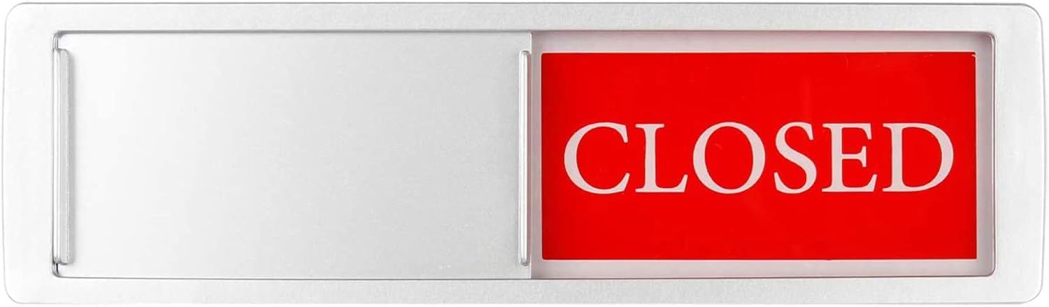 Open Closed Sign for Business Door, Open Signs privacy Slide Door Sign Indicator for Business Storefront, Restroom, Office Door, Wall, Window, Restaurants, Retail Salon Shops (Silver)