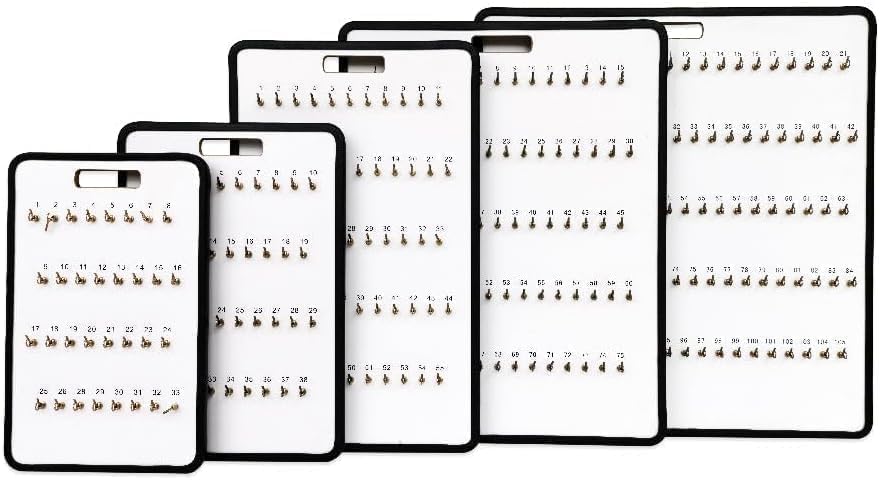 MICRO TEC Masonite Key Holder Wall Mount with 55 Spring-Lock Hooks 18-1/2" × 29-5/8" – Wall Mounted Key Organizer Board with Metal Trim and Handle – Office, Garage Key Rack Cabinet - Pack of 1