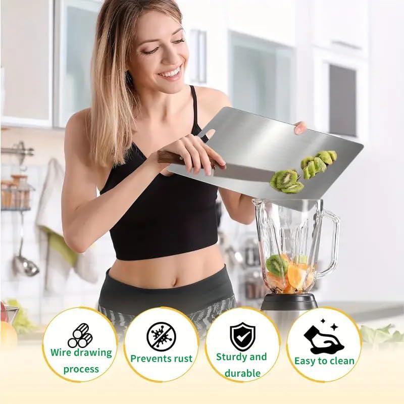 Katuchef Titanium Cutting Board - New Upgrade 100% Pure Titanium Cutting Boards for Kitchen Double Sided Non Toxic Cutting Board,Hygiene Durable Dishwasher Safe Chopping Board (M13.38IN*9.05IN)