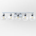 5-Light Bathroom Light Fixtures, Silver Vanity Light with Ultra-Clear Hand-Blown Glass, Durable & Elegant, Wall Lamp for Mirror, Bedroom, Kitchen