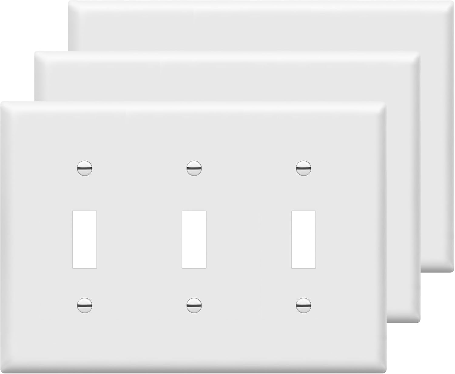 ENERLITES Triple Light Switch Wall Plate, Gloss Finish, Standard Size 3-Gang 4.50" x 6.38", Unbreakable Polycarbonate Thermoplastic, 8813-W-3PCS, White, 3 Pack