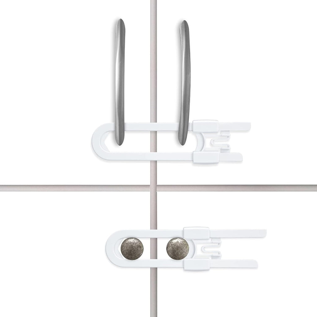 Vmaisi 20 Pack U Shaped Sliding Cabinet Locks Baby Proofing - Adjustable Child Safety Locks,Childproof Latches for Kitchen Bathroom Storage Cupboards Doors, Handles and Knobs White