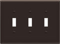 ENERLITES Triple Light Switch Wall Plate, Toggle Switch Plate, Gloss Finish, 3-Gang Mid-Size 4.88" x 6.77", Unbreakable Polycarbonate Thermoplastic, UL Listed, 8813M-BR, Brown