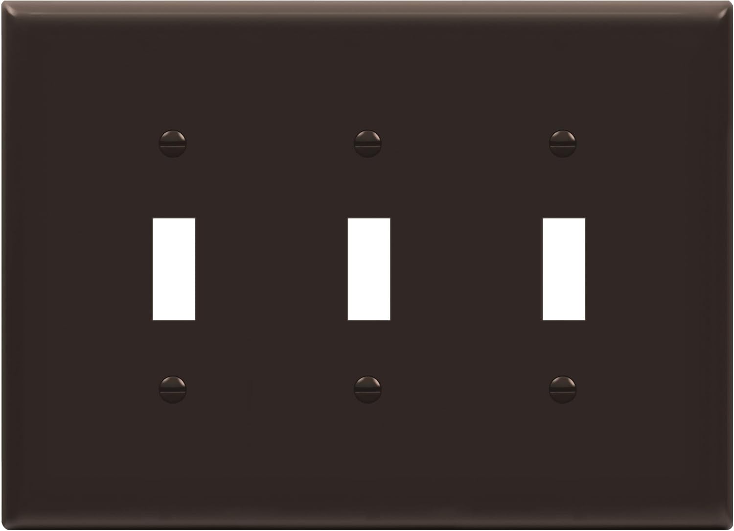 ENERLITES Triple Light Switch Wall Plate, Toggle Switch Plate, Gloss Finish, 3-Gang Mid-Size 4.88" x 6.77", Unbreakable Polycarbonate Thermoplastic, UL Listed, 8813M-BR, Brown