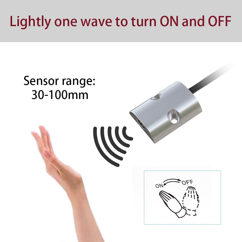 VST Motion Sensor Light Switch, IR Handwave Activated Light Switch for Closet Light LED Lights and Under Cabinet Lighting with 12V JST Male and Female Connector (DC 12/24V 3A)