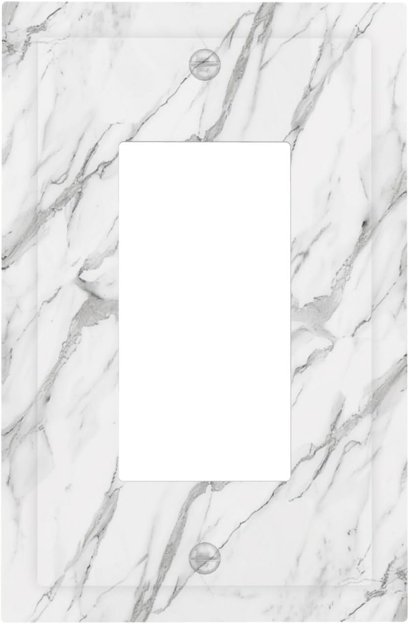Decorative Outlet Covers Modern Grey Marble Texture 1 Gang Rocker Light Switch Cover Plate Single Wall Plates for Electrical Outlets Switch Plate Covers Faceplate for Kitchen Home Decor