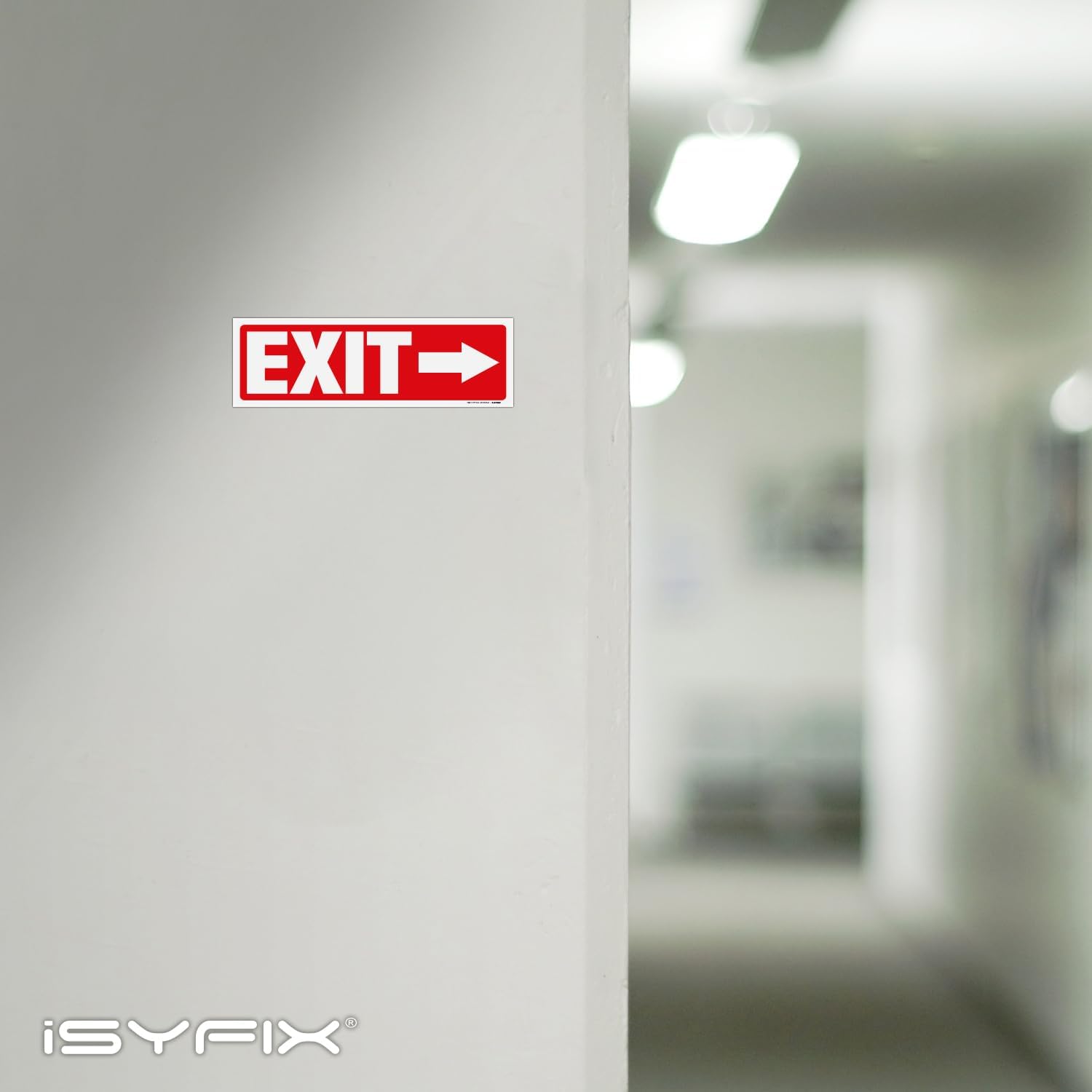 iSYFIX Exit Signs Stickers 6 Pack 12x4 Inch - Laminated Premium Vinyl Directional Right Arrow Signs for Buildings, Office, Workplace, Stores, Schools, Theaters, Parking, Restaurants, Factories