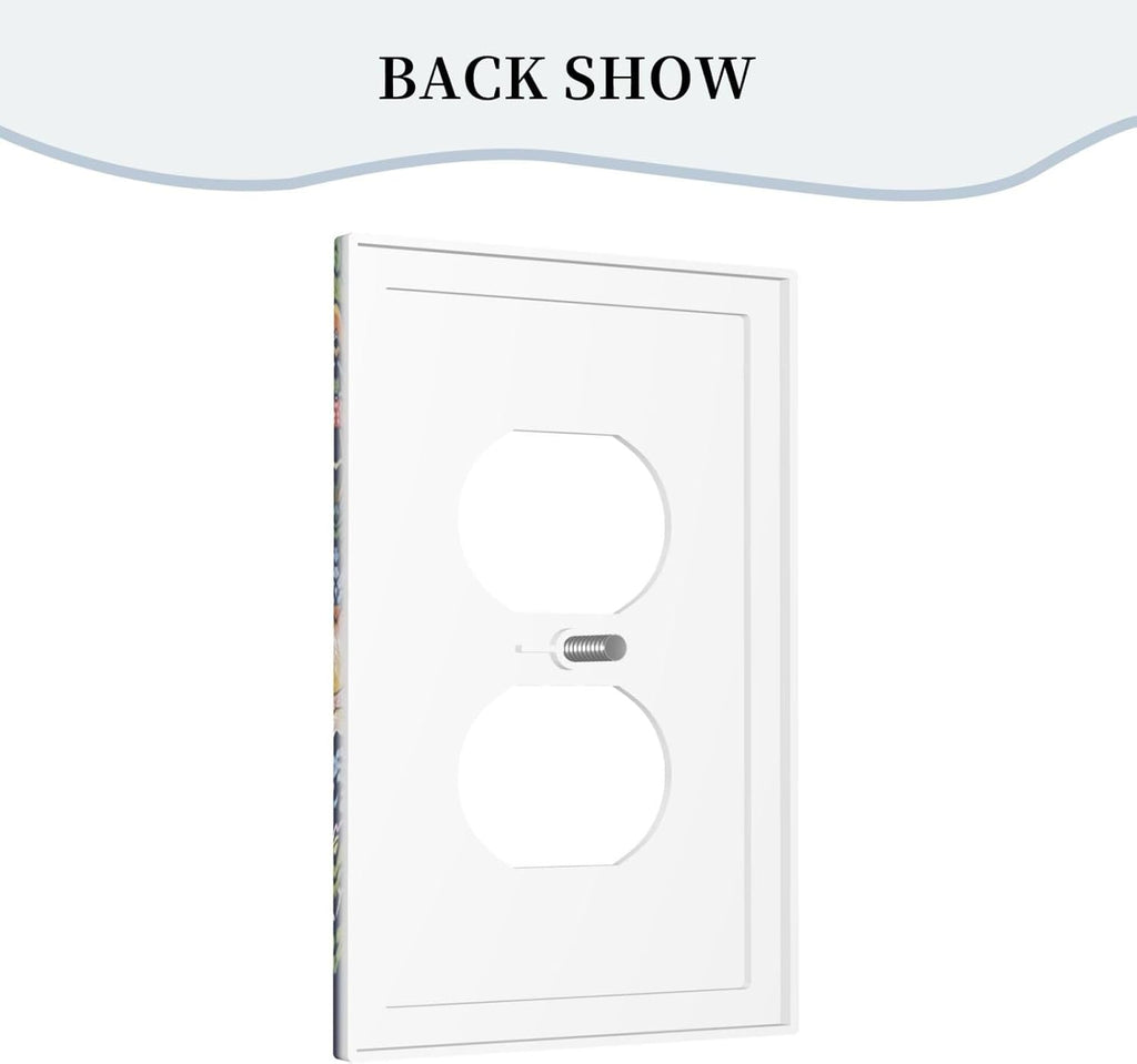 Decorative Outlet Covers Vintage Blue Morris Strawberry Thief Bird Flower 1 Gang Duplex Light Switch Cover Plate Wall Plates for Electrical Outlets Switchplate Faceplate