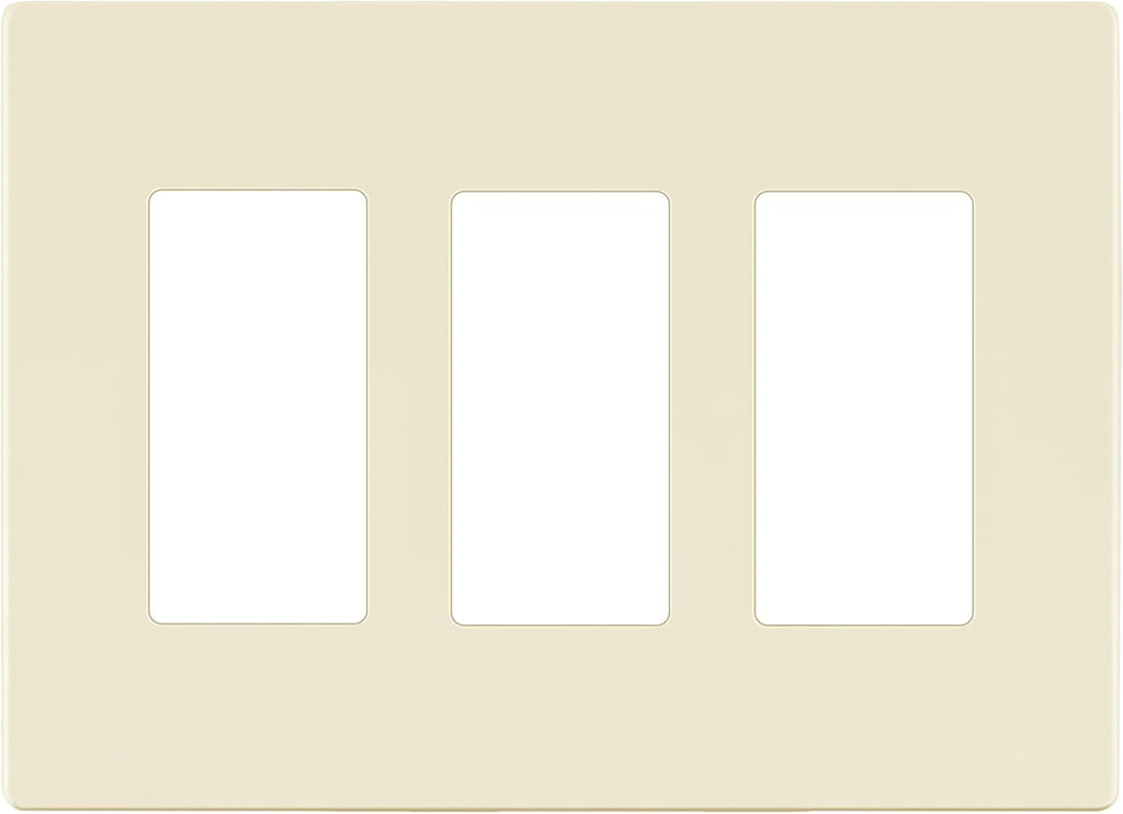 LIDER Matte Finish Decorator Switch Cover, Screwless Wall Plate, Mid-Size 3-Gang 4.88" x 6.77", Unbreakable Polycarbonate Thermoplastic, UL Listed, LSWP-33M-LA, Light Almond