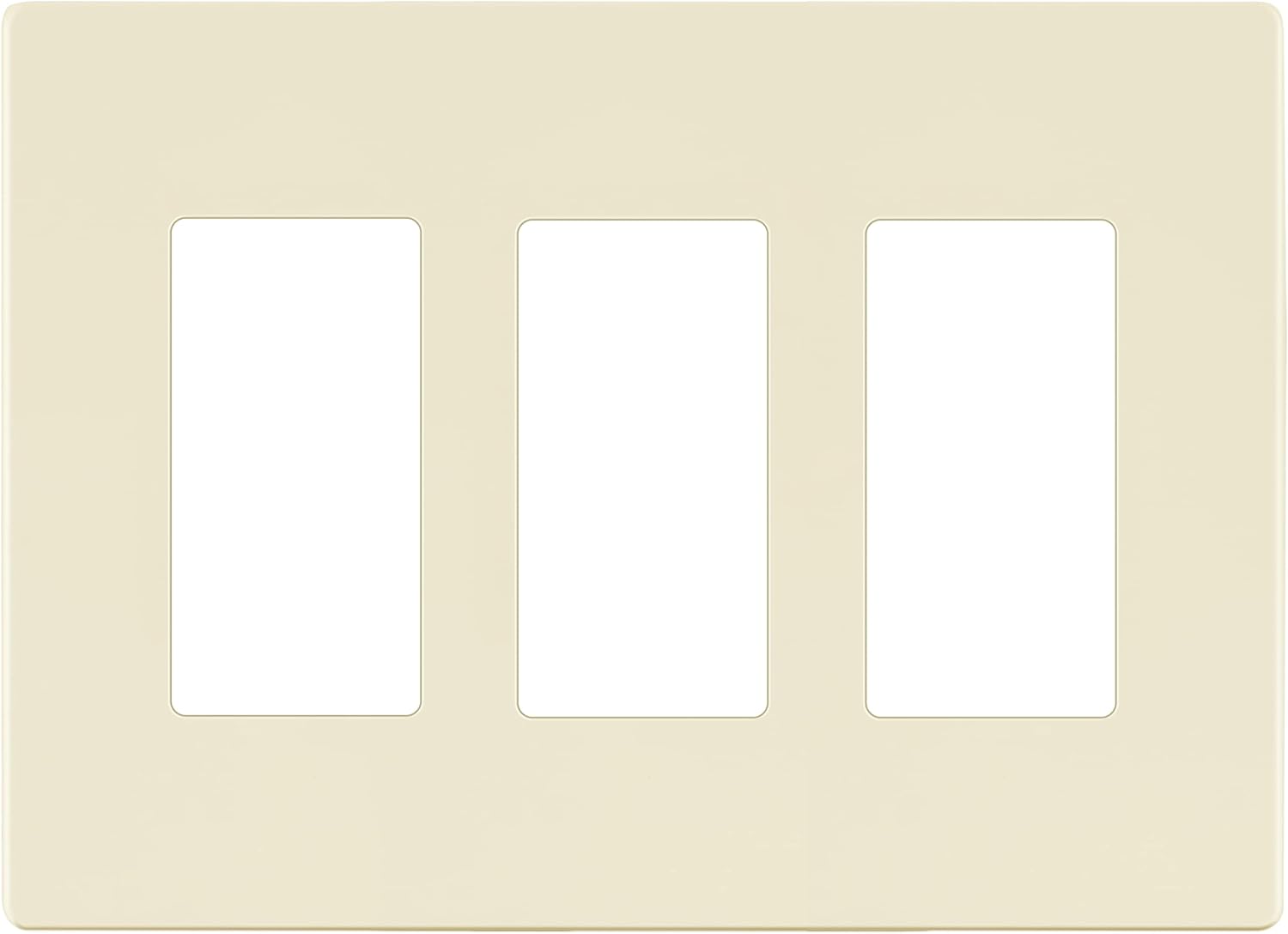 LIDER Matte Finish Decorator Switch Cover, Screwless Wall Plate, Mid-Size 3-Gang 4.88" x 6.77", Unbreakable Polycarbonate Thermoplastic, UL Listed, LSWP-33M-LA, Light Almond