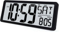 TXL 14.2"" Large Digital Wall Clock Battery Operated, Digital Clock Large display with Day, Date & Temperature, Large wall clock for Bedroom, Livingroom, Office，Battery Included, Black
