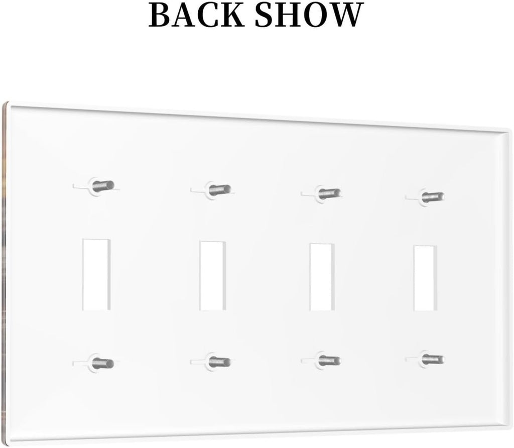Decorative Light Switch Cover Plate Black Wood Board Gold Dust Coffee Beans 4 Gang Wall Plate Oversized Quad Toggle Switch Cover Plate Jumbo Face Plate for Home Decor