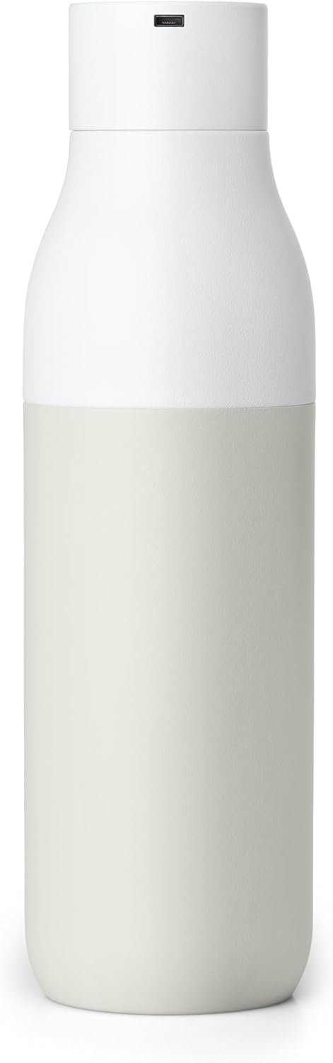 LARQ Bottle PureVis 25 oz - Self-Cleaning and Insulated Stainless Steel Water Bottle with UV Water Purifier and Award-winning Design | Reusable & Travel Friendly, Granite White