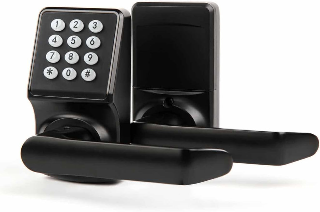 Keyless Entry Door Lock with Handle - IC Card and Anti-peep Password - Easy Installation for Home, Hotel - Matte Black