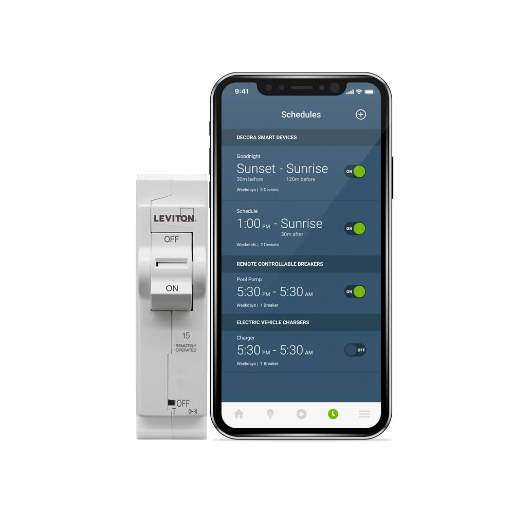 Leviton 2nd Gen Smart Circuit Breaker with Remote Control, Standard, 1-Pole 15 Amp, 120-Volt, 10kA Interrupt Rating, LB115-ST