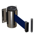 Crowd Control Warehouse - CCW Series WMB-120 Fixed Wall Mount Retractable Belt Barrier - 11 Foot, Navy Blue Belt with Stainless Steel Case