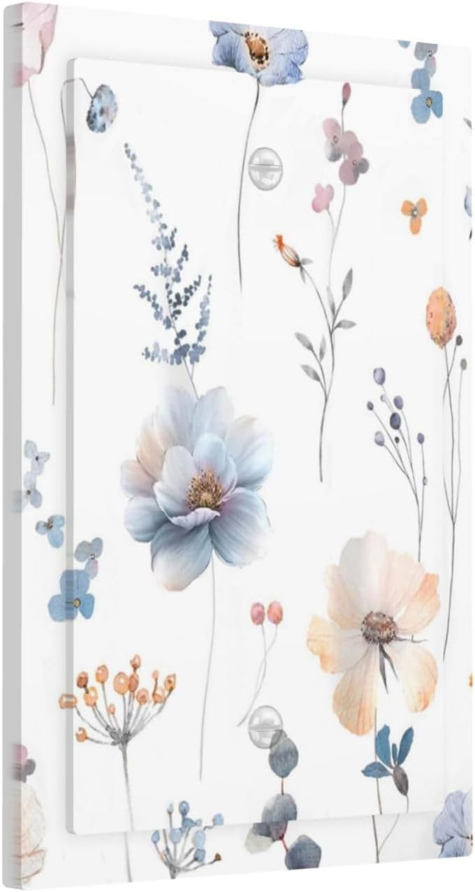 Wildflowers Plant Leaves Floral Berry Light Switch Cover Plate 1 Gang No Device Blank Electrical Wall Plates Faceplate Decorative Switch Plate for Bed Room Living Room Decor